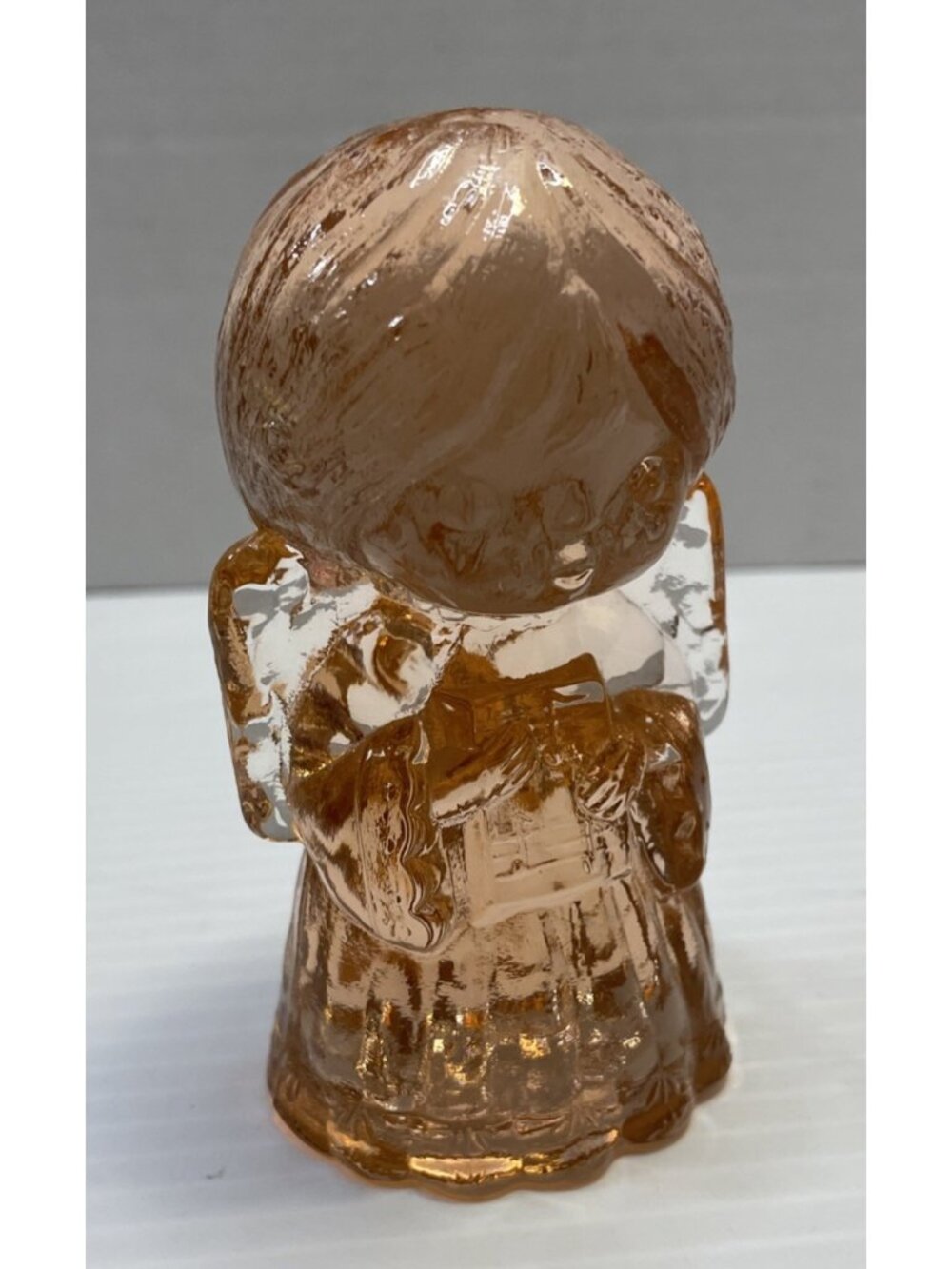 Mosser Art Glass Singing Choir Angel Figurine Pink Peach Heavy 4.5" - EUC